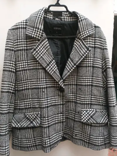 Blazer de cuadros blanco y negro Boulevard - miniatura 1