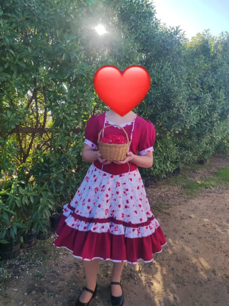 Vestido folclórico infantil rojo con flores