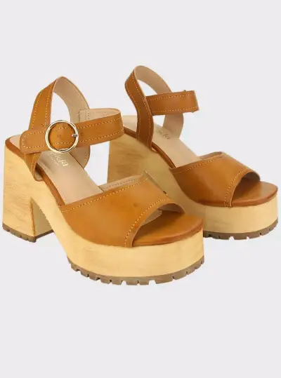 Sandalias de Plataforma Cuero Camel - miniatura 1