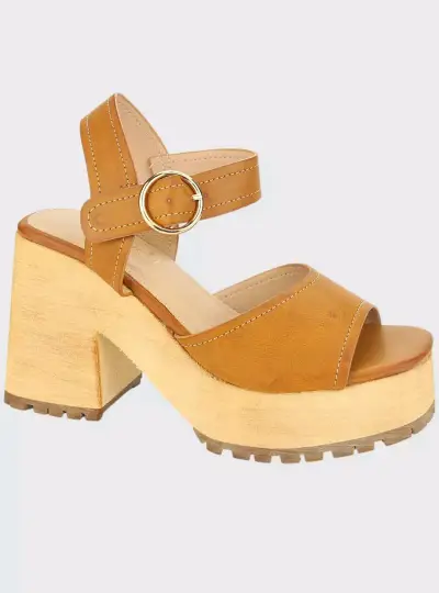 Sandalias de Plataforma Cuero Camel - miniatura 3