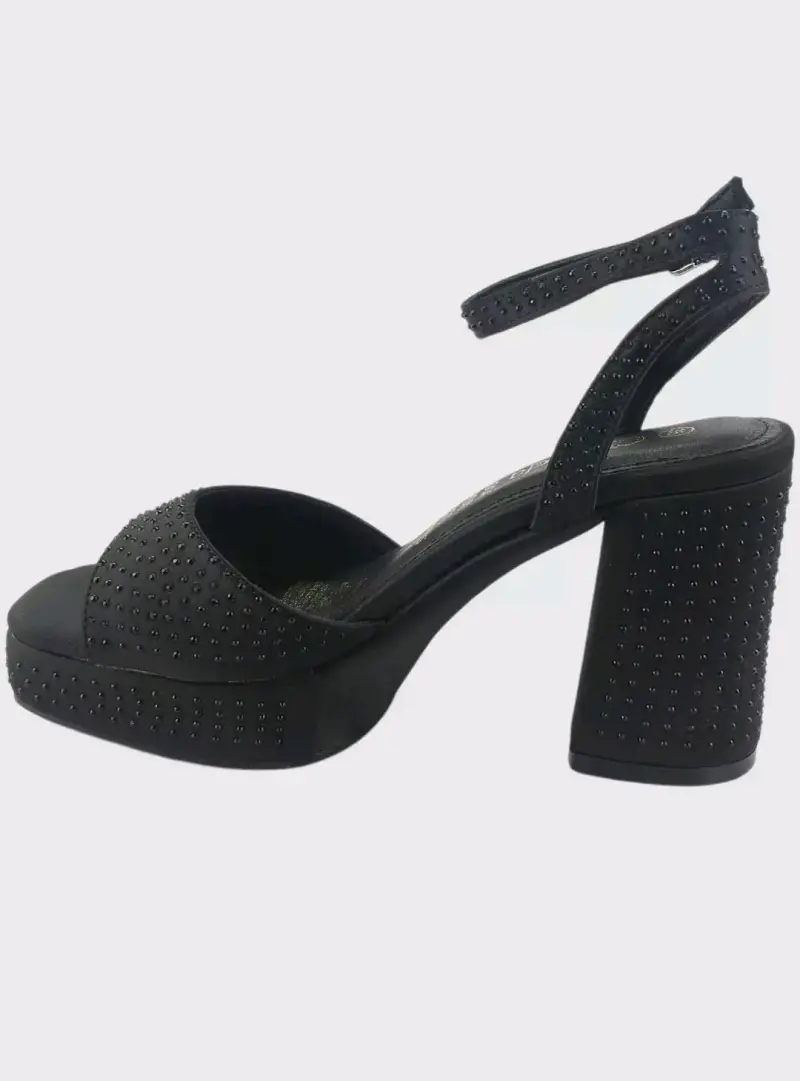Sandalias de Tacón Alto Negras con Piedras - 2