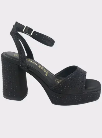 Sandalias de Tacón Alto Negras con Piedras - miniatura 3