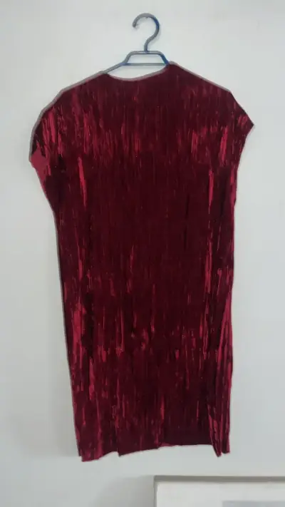 Vestido de terciopelo rojo Zara talla S - miniatura 1