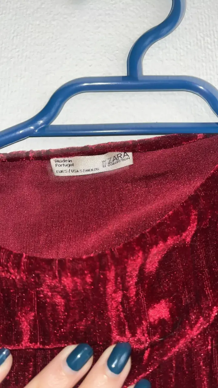 Vestido de terciopelo rojo Zara talla S - 2
