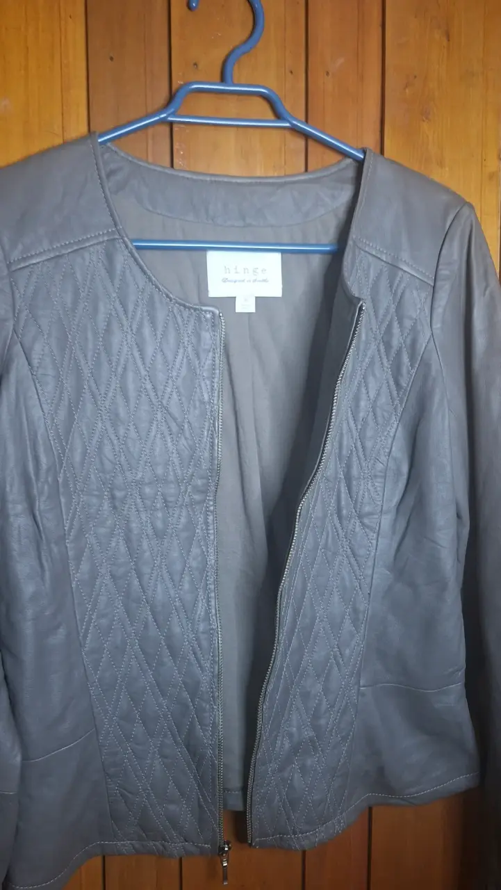 Chaqueta de cuero gris Hinge para mujer - 2