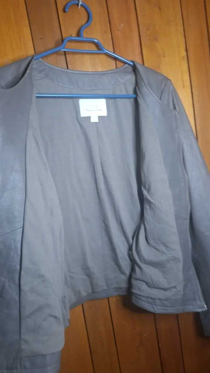 Chaqueta de cuero gris Hinge para mujer - 6