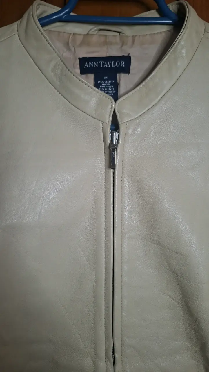 Chaqueta de cuero beige Ann Taylor para mujer - 2
