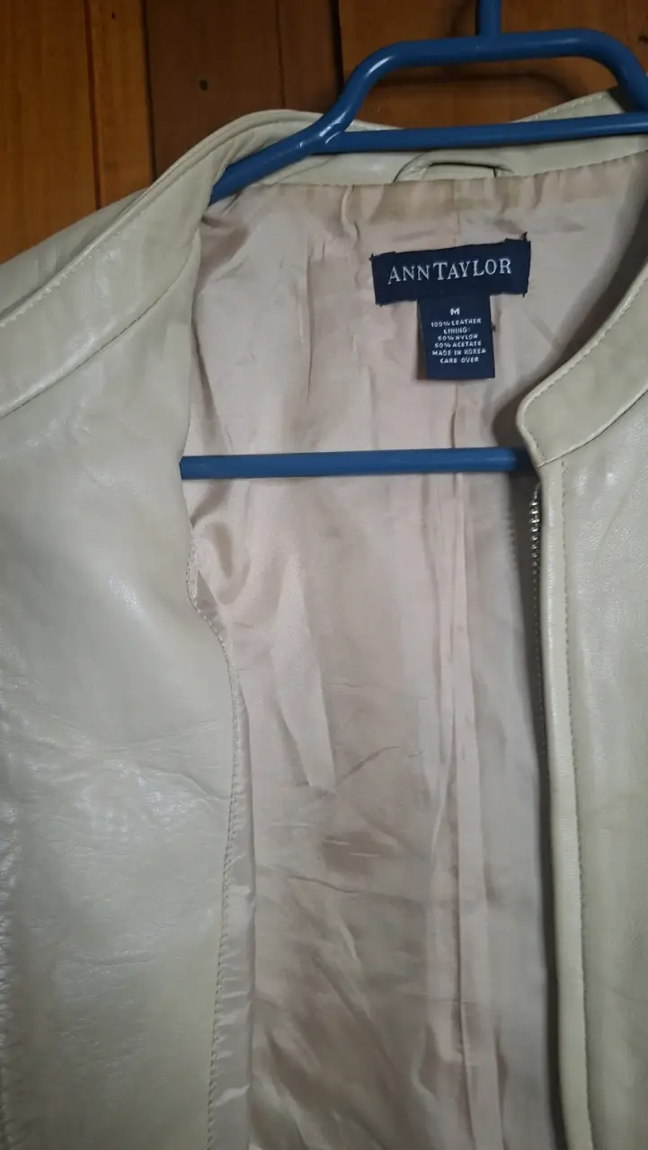 Chaqueta de cuero beige Ann Taylor para mujer - 3
