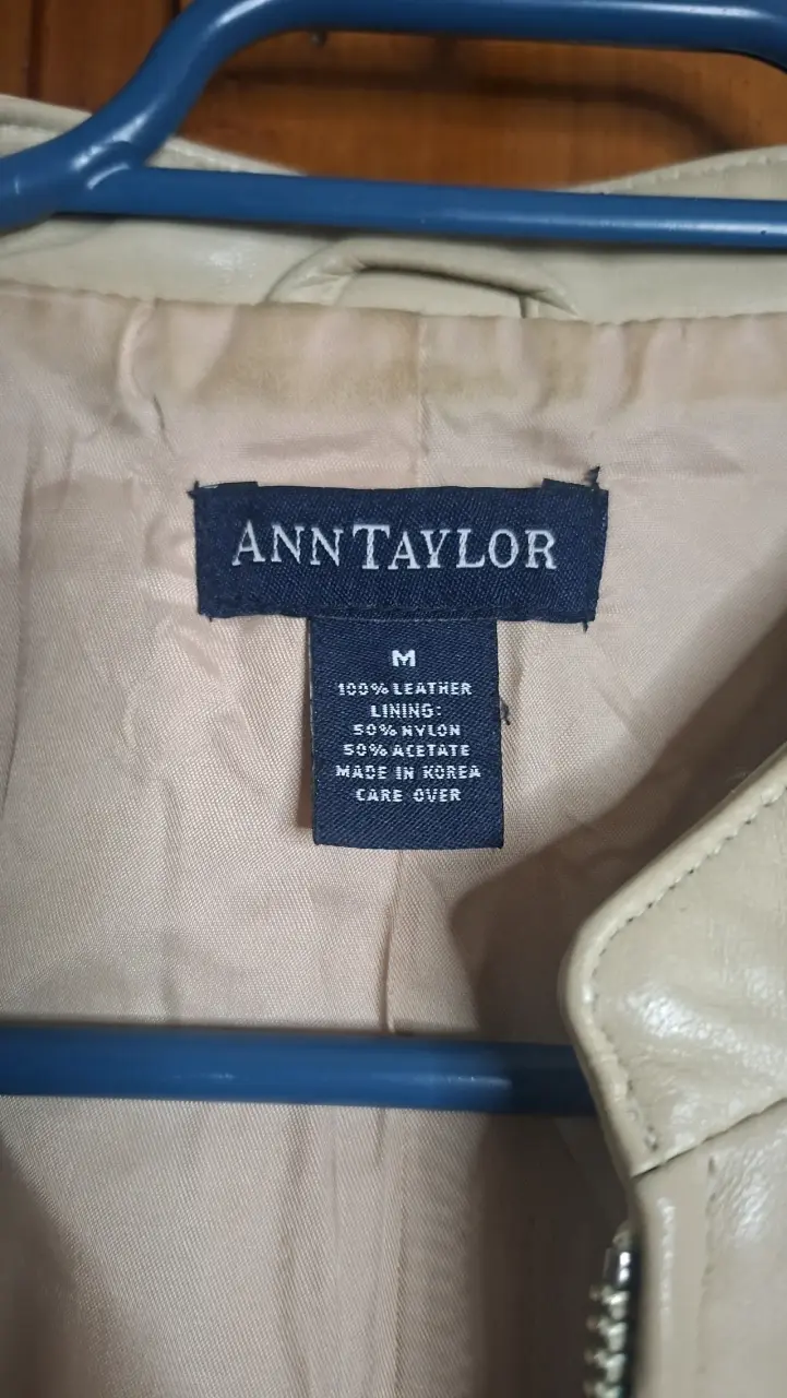 Chaqueta de cuero beige Ann Taylor para mujer - 4