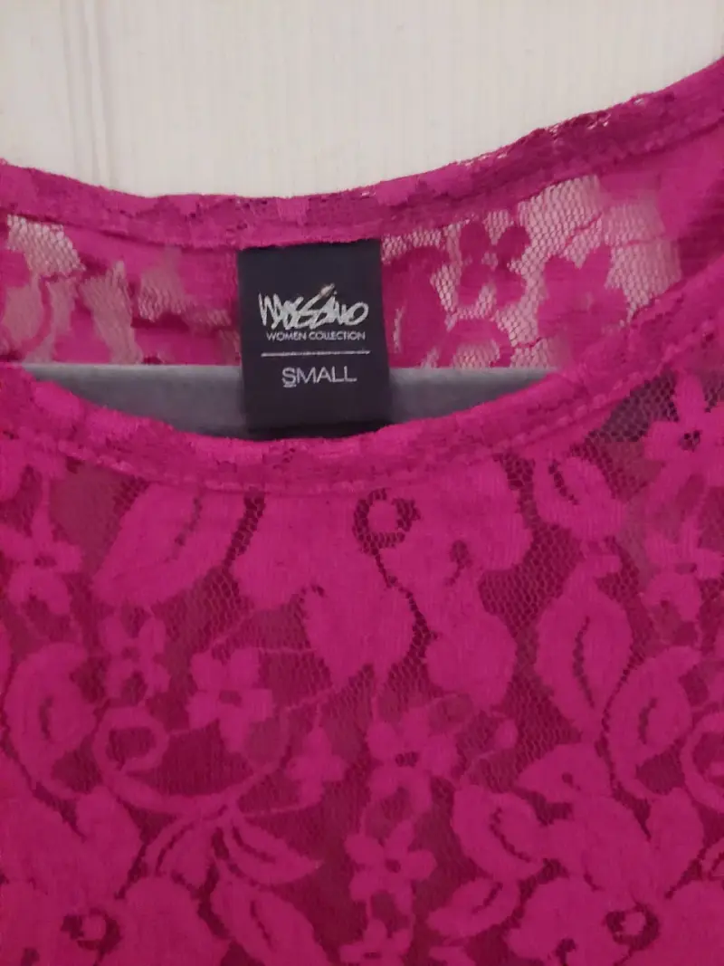 Blusa de encaje fucsia sin mangas para mujer - 2
