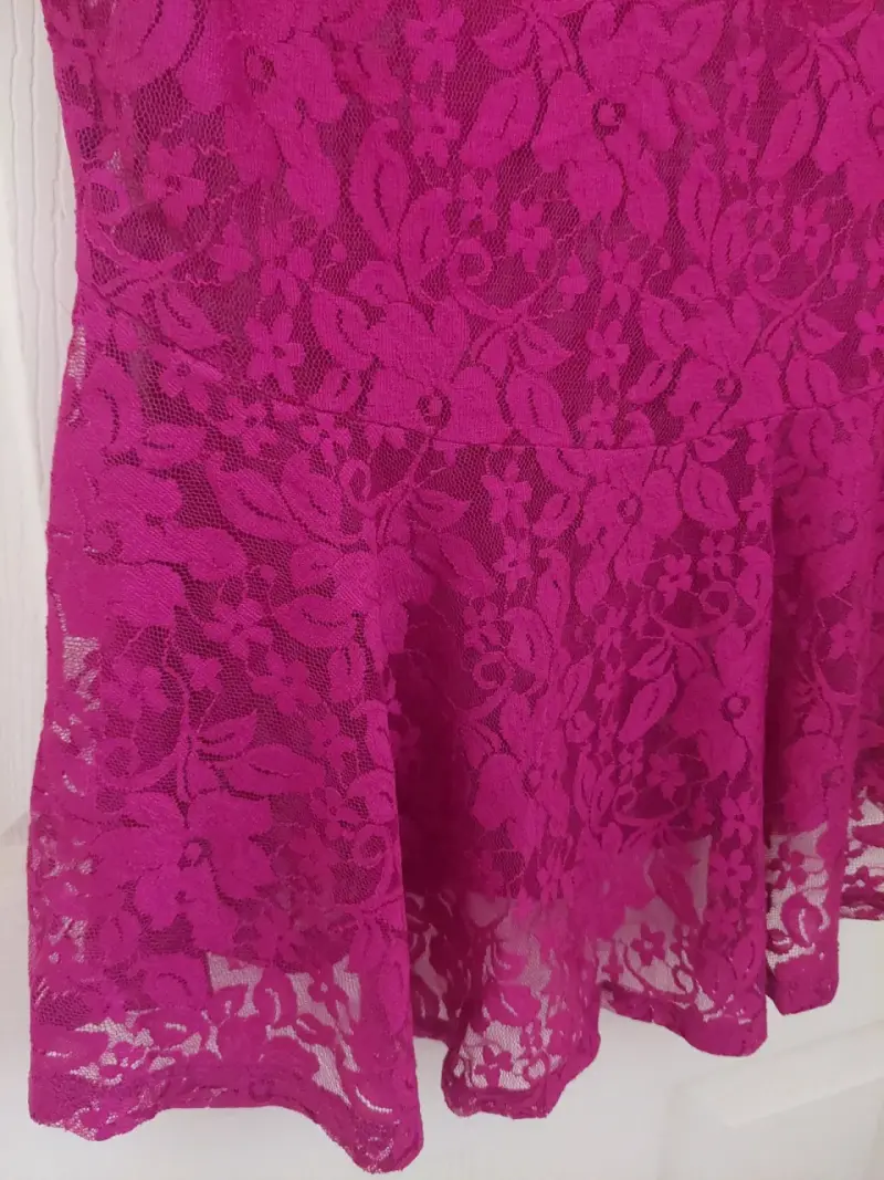 Blusa de encaje fucsia sin mangas para mujer - 5