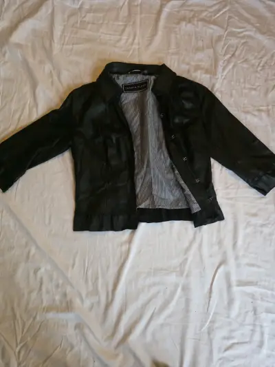 Chaqueta de cuero negra Tommy Hilfiger para mujer - miniatura 1