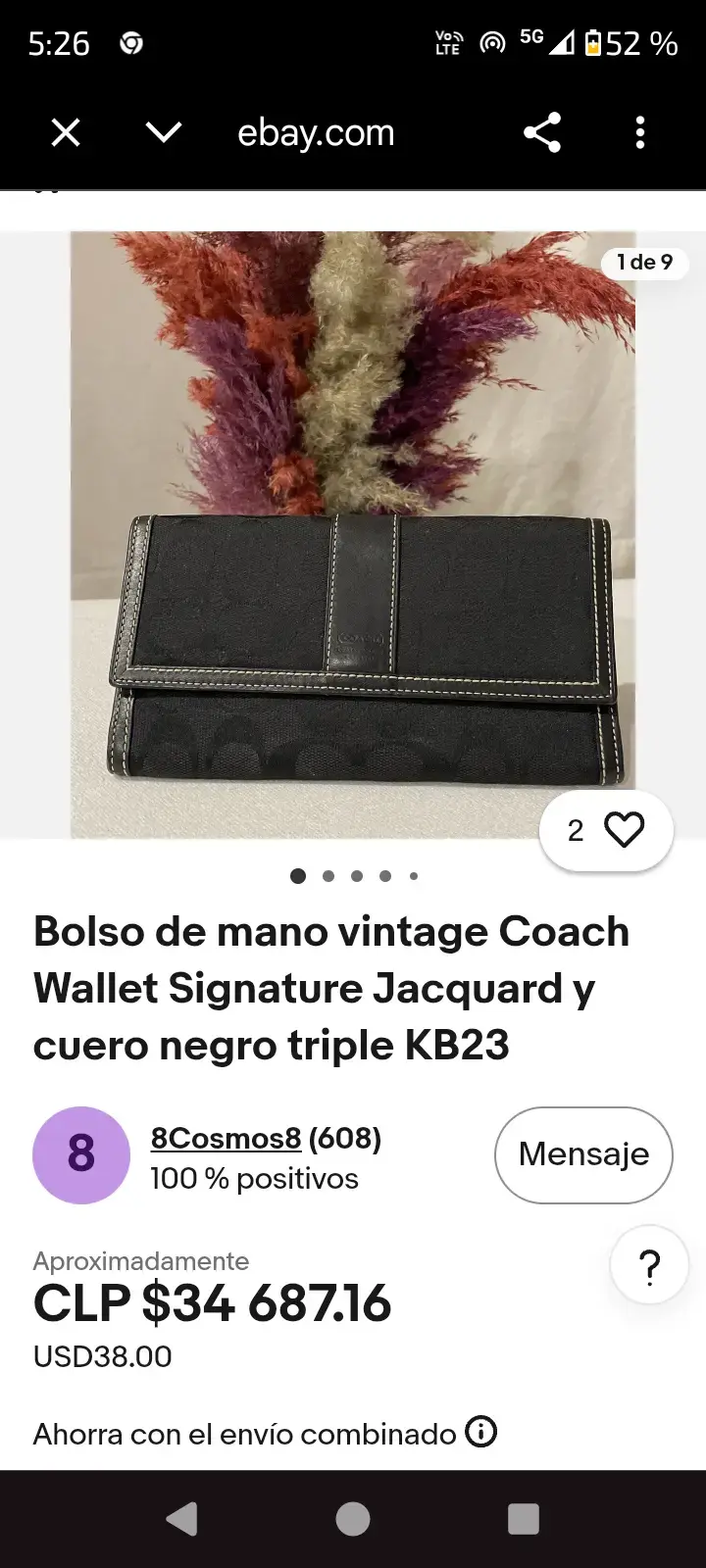 Cartera Coach Signature Jacquard Negra - 3