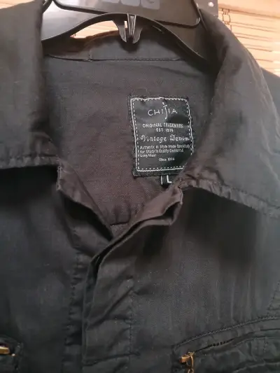 Chaqueta de mezclilla negra Chijia estilo vintage - miniatura 1