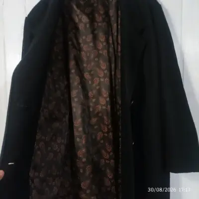 Abrigo negro David Benjamin con forro estampado - miniatura 3