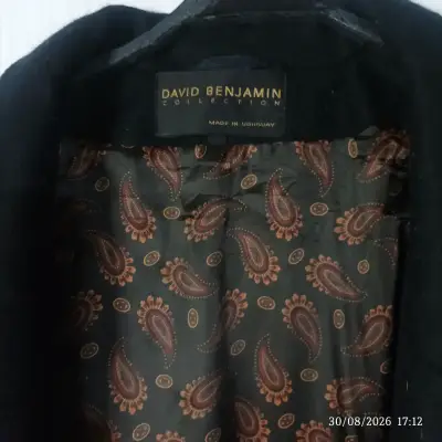 Abrigo negro David Benjamin con forro estampado - miniatura 5
