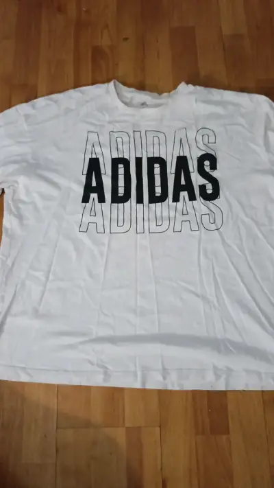 Polera Adidas blanca con logo grande - miniatura 1