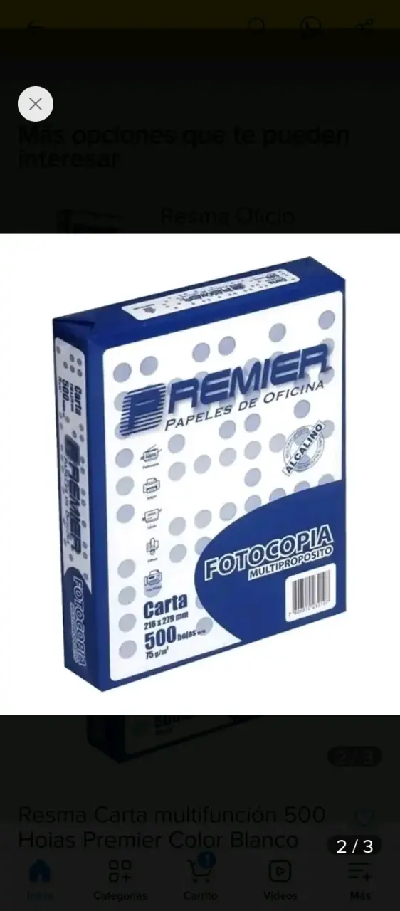 Resma de Papel Carta Premier 500 Hojas