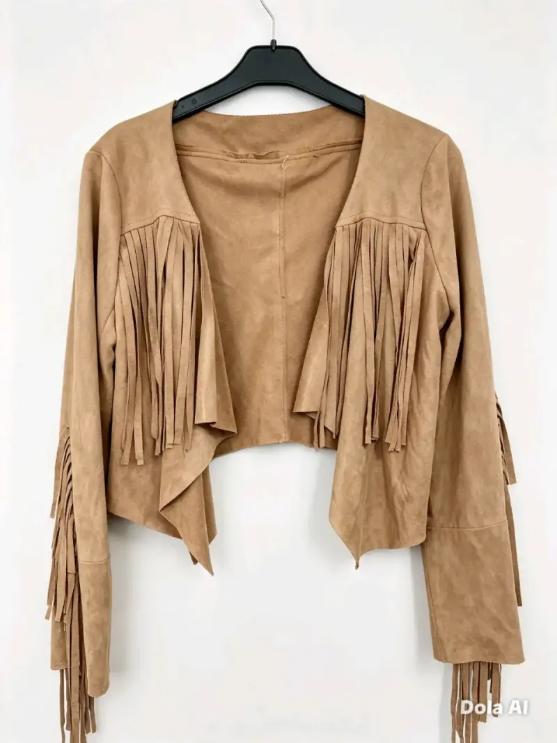 Chaqueta de Flecos Mujer Color Camel - 3