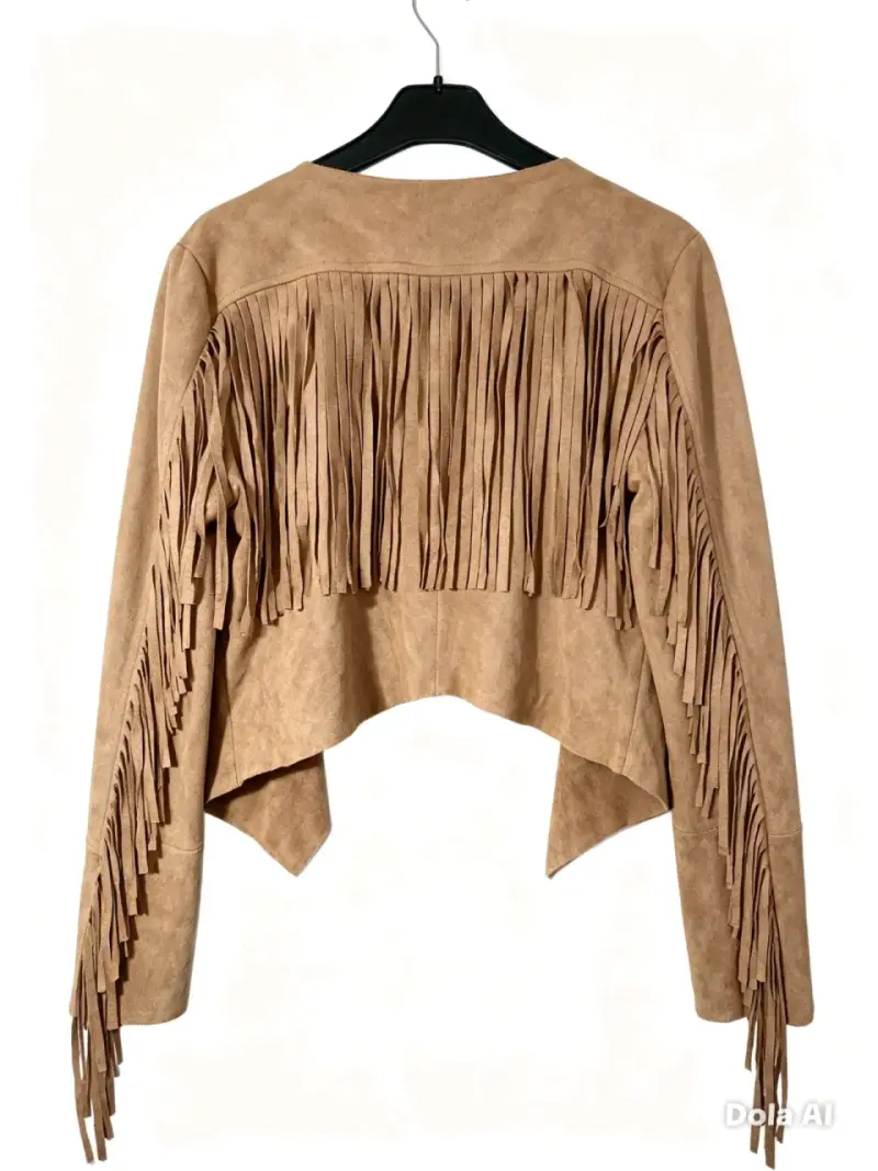 Chaqueta de Flecos Mujer Color Camel - 4