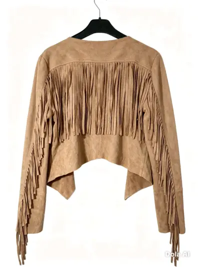 Chaqueta de Flecos Mujer Color Camel - miniatura 4
