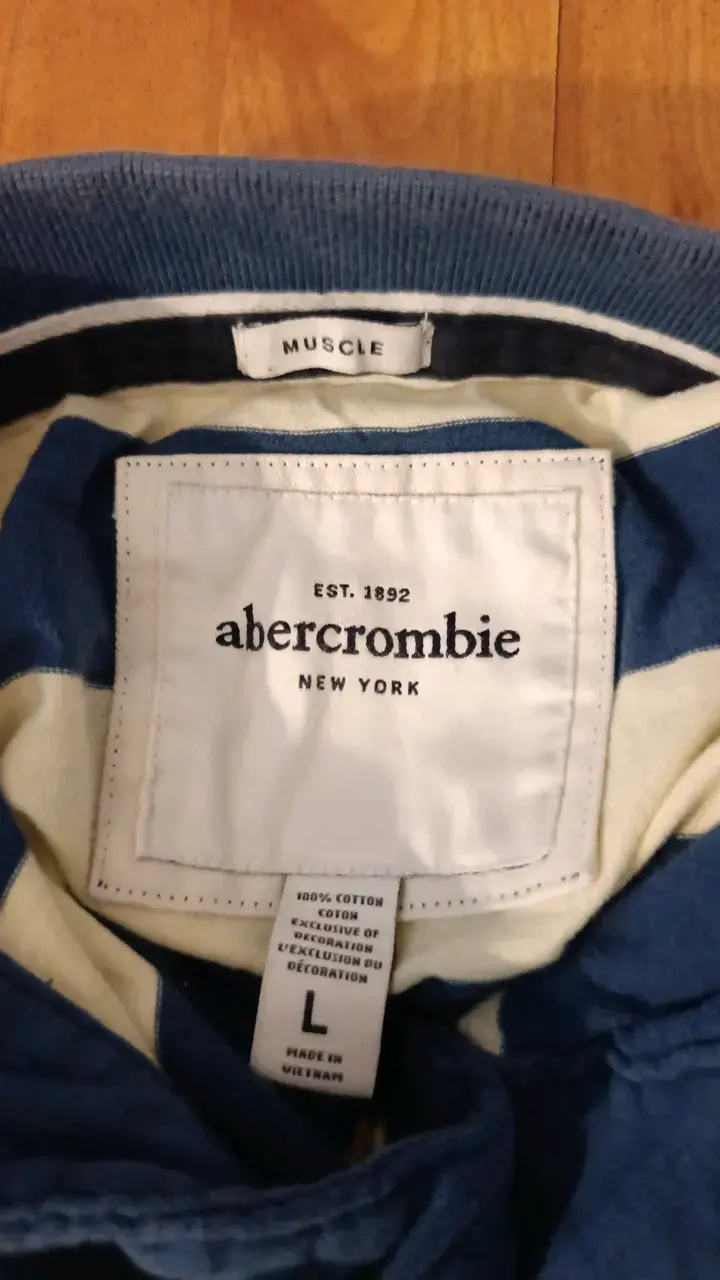 Polera Polo Rayada Azul y Blanca Abercrombie - 3
