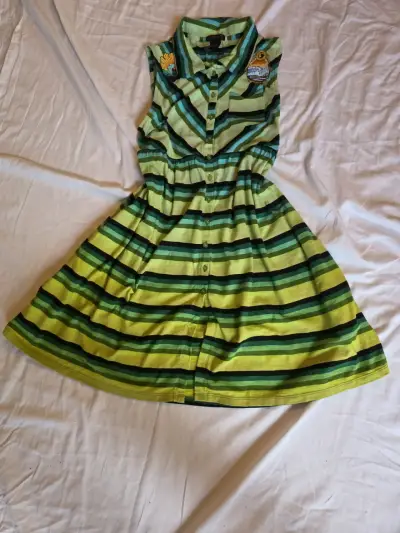 Vestido sin mangas a rayas con bordado - miniatura 1