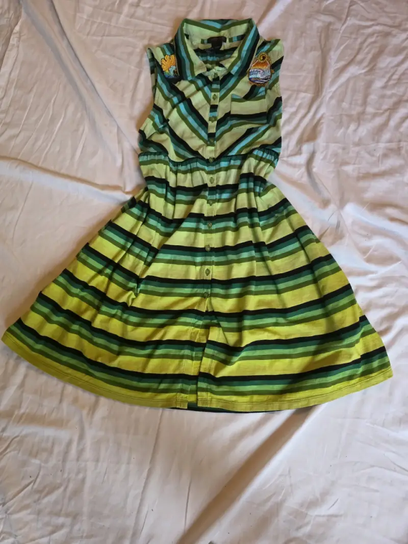 Vestido sin mangas a rayas con bordado - 2
