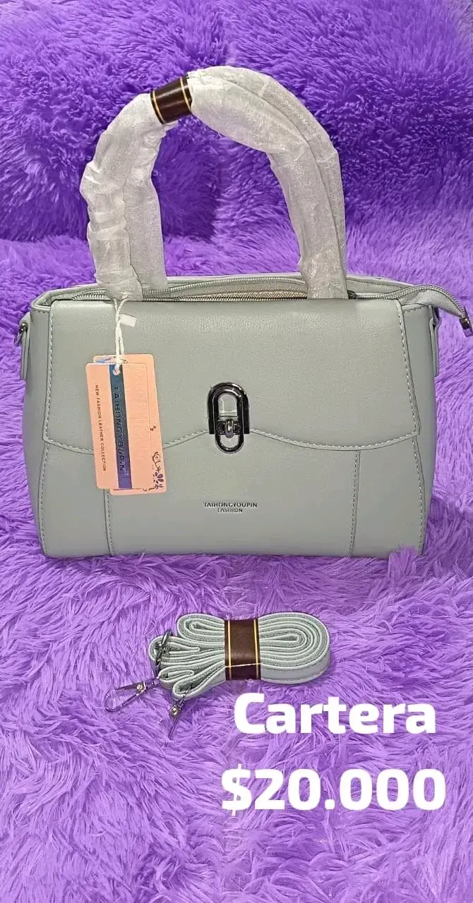Cartera de cuero sintético gris elegante - 3