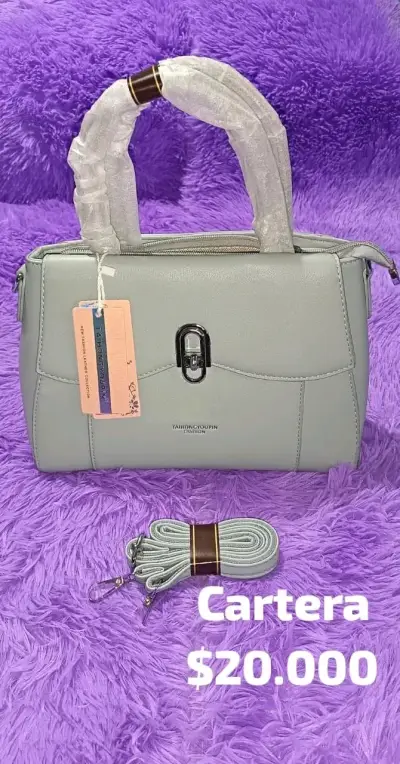 Cartera de cuero sintético gris elegante - miniatura 3