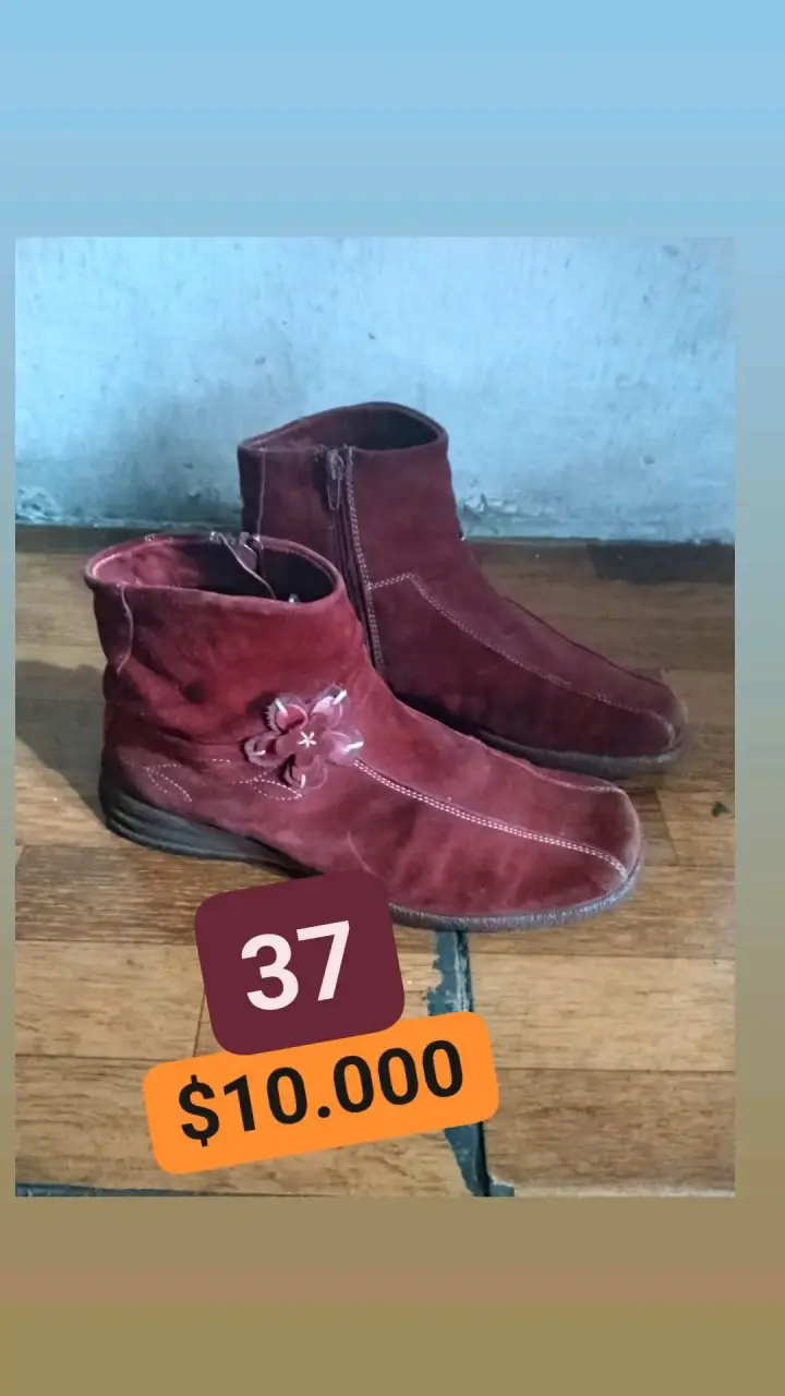 Botines de gamuza burdeos talla 37 - 1