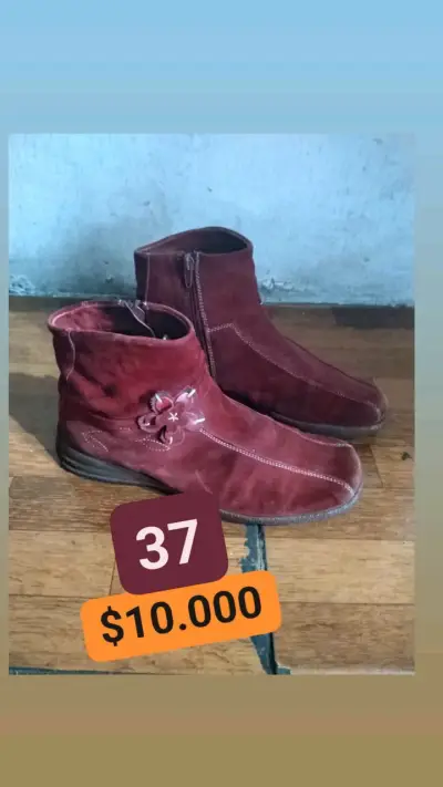 Botines de gamuza burdeos talla 37 - miniatura 1