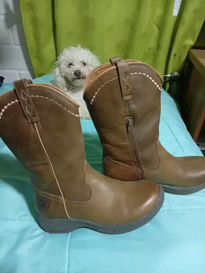 Botas de cuero marrón para mujer - miniatura 2