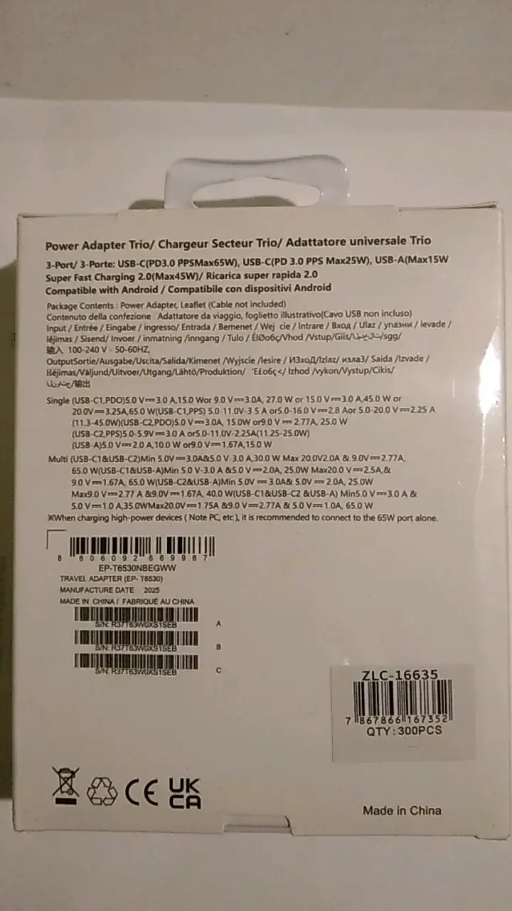 Cargador 65W PD Power Adapter Trio con Puertos USB-C y USB-A - 2