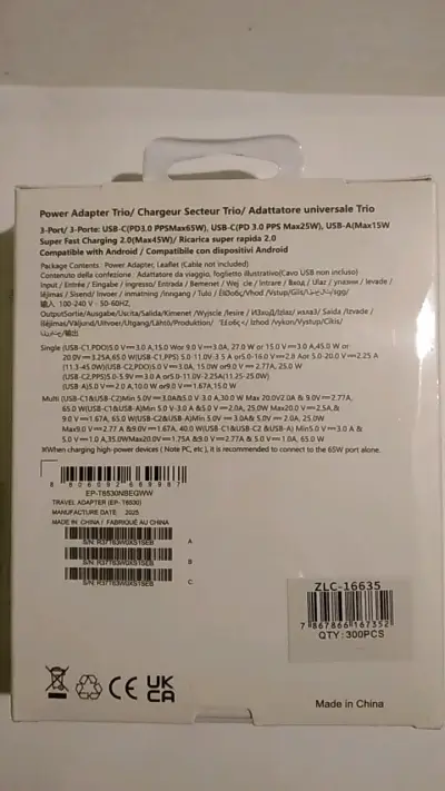 Cargador 65W PD Power Adapter Trio con Puertos USB-C y USB-A - miniatura 2