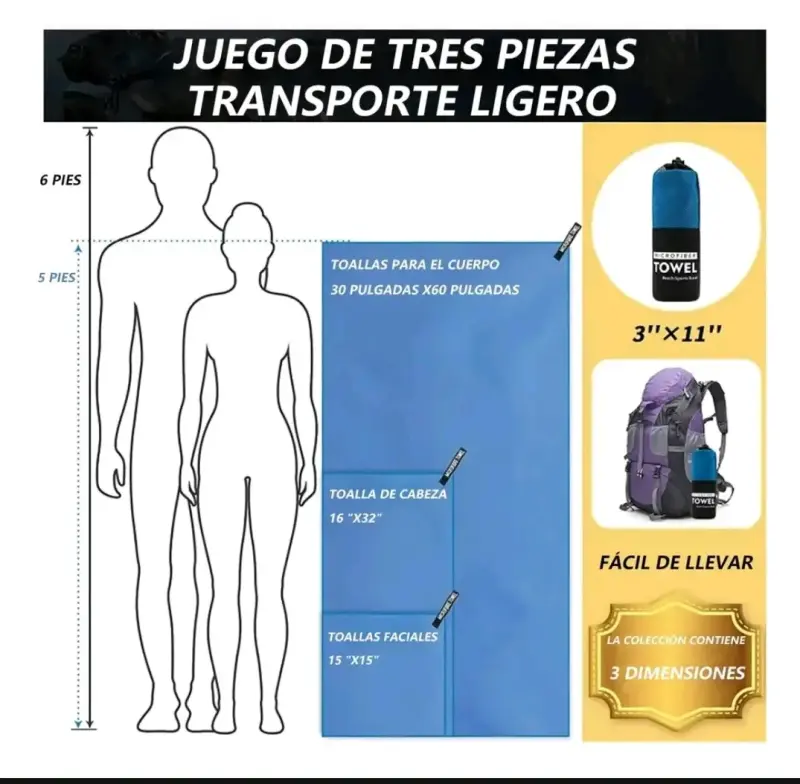 Juego de Toallas de Microfibra Secado Rápido - 2