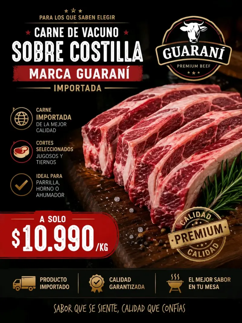 Carne de Vacuno Sobre Costilla Importada Guaraní - 1