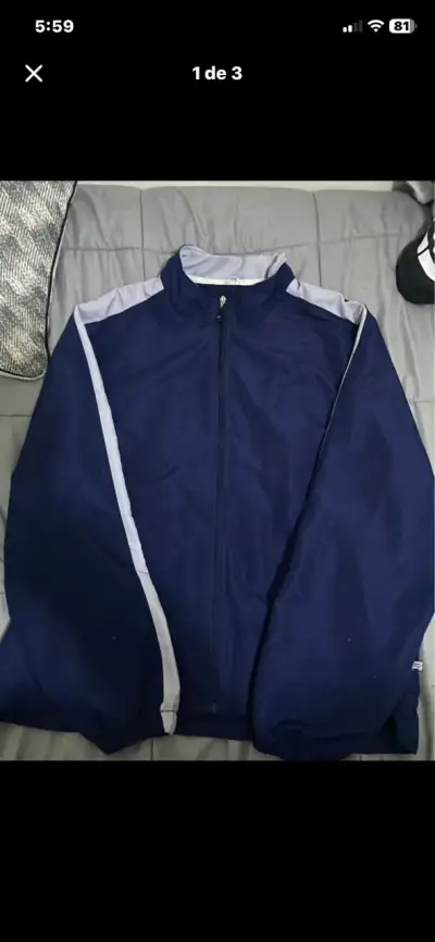 Chaqueta deportiva azul con franjas blancas - miniatura 3