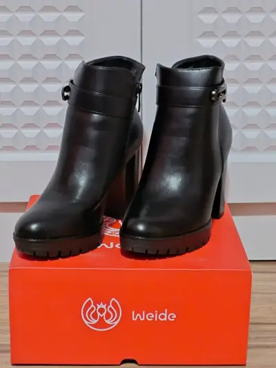 Botines de cuero negro Weide con tacón alto - miniatura 1