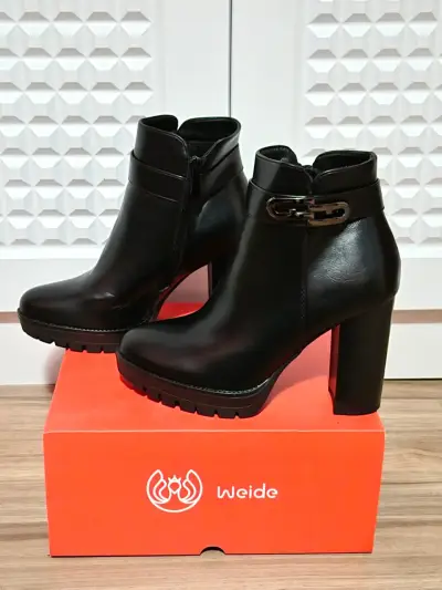 Botines de cuero negro Weide con tacón alto - miniatura 2