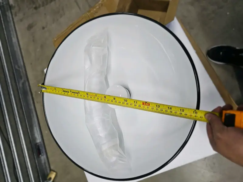 Lavamanos de cerámica blanco con borde negro - 5