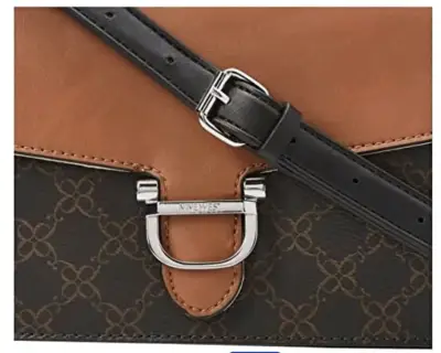 Cartera de cuero marrón y negro elegante - miniatura 1