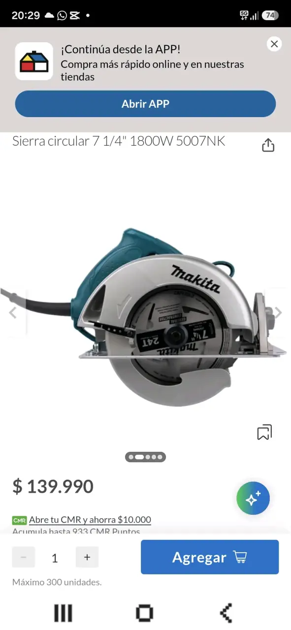 Sierra circular Makita 7 1/4 pulgadas 1800W - 1
