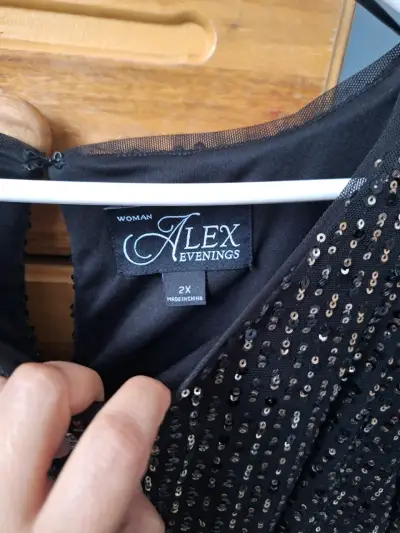 Blusa de lentejuelas negro Alex Evenings talla 2X - miniatura 2
