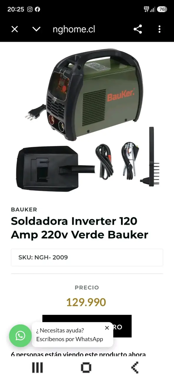 Soldadora Inverter 120 Amp 220V Verde Bauker