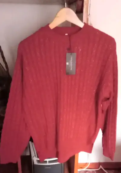 Suéter terracota con brillo para mujer - miniatura 1