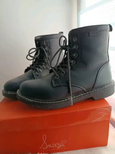 Botines negros de cuero Teener para mujer - miniatura 1