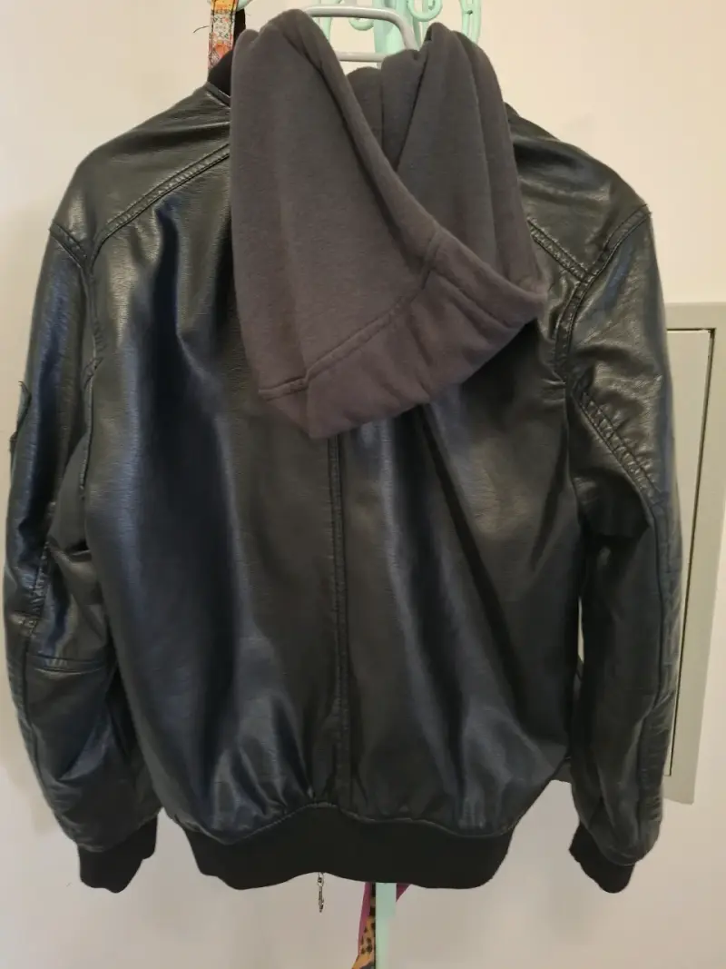 Chaqueta de cuero negra para niño hombre Zara - 3