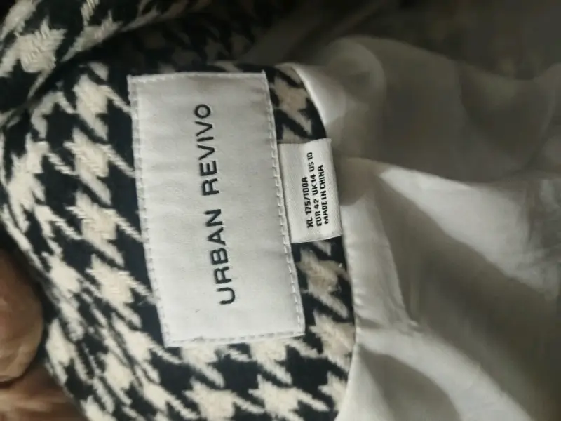 Blazer de pata de gallo blanco y negro para mujer - 2