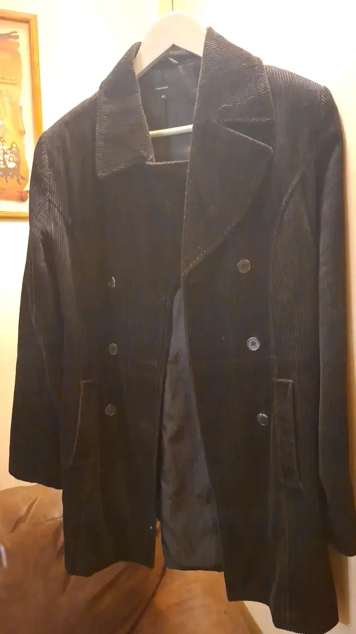 Abrigo de pana negro para hombre - 4